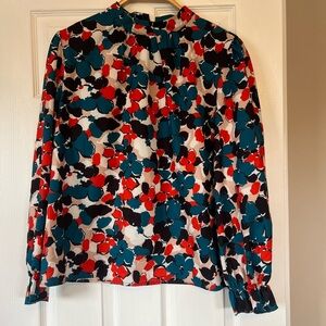 SHEIN Red and Blue Abstract Blouse